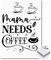 GRAZDesign Wandbild Küche Spruch Mama needs Coffee Küchenbild zum Aufhängen oder Hinstellen, lustig & leicht Weiß Hartschaum DIN A4