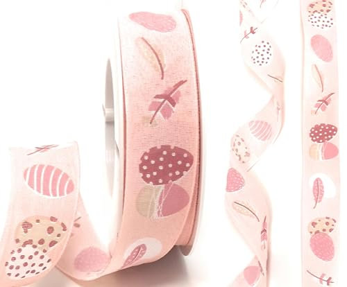 s.dekoda Schleifenband 20m x 25mm Rosa Ostern Osterei Ei Feder Osterband Dekoband [D51427]