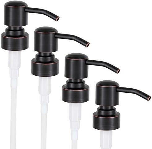 ALTGLAS 4 Pcs Stainless Steel Soap Dispenser Pump 'Zagreb' for 28mm Thread | Black Copper Oil-Rubbed • 4-Pack Replacement Pump 26-28mm Neck • Build Upcycling Soap Dispensers from old Jacky Bottles