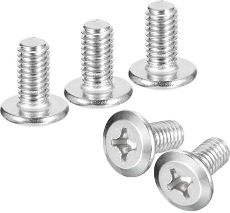 sourcing map M6x12mm 100Pc 304 Stainless Steel Phillips Drive Machine Screw | Flat Round Head, Full Thread, Bright Finish, Phillips Head Screws, Furniture Screw Connection Bolt Screw