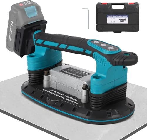 2IN1 Akku Fliesenrüttler & Saugnäpfen für Makita Akku 18V | mit 6 Gang Einstellbaren, 30*16cm Saugnapf 250kg Adsorption Fliesen Vibrationsgerät Fliesenvibrator für 2m Fliesen Wandfliesen (ohne Akku)