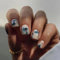 JUSTOTRY 24 Pcs Blue Flower Short False Nails Pattern,Milky Solid Square Press on Nails,Glossy Fake Nails Medium for Nail Art,French Squoval Stick on Nail for Women and Teens Gifts