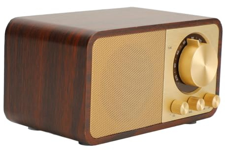 Goshyda Altavoz Bluetooth Retro de Madera, Mini Altavoz Vintage Inalámbrico Portátil con Bajo, Estilo Antiguo, para Cafeterías, Restaurantes y Dormitorios