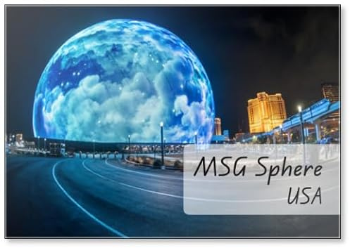 Las Vegas, Nevada, USA, MSG Sphere leuchtet in Las Vegas, Nevada, wird Ende September eröffnet. Exosphere ist ein neues Gebäude in Las Vegas, was anzieht, Kühlschrankmagnet