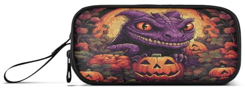 NYYYTTTEU Citrouille d'halloween Forêt Sombre Trousse Élève Scolaire Sac à Crayons Poche Crayon pour Garçon Fille