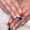 24PCS Short/Long Halloween False Nails with Glue - Almond/Coffin/Stiletto Shapes - Black/Red/Pink Press On Nails for Women and Girls (Mixed Colors, L)