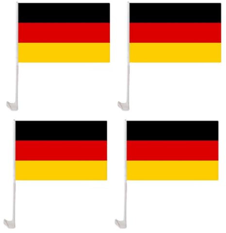 Autofahne Deutschland, 45x30 cm, 4 x Autofahnen Autoflagge Deutschland Auto Autofahne Fahne Flagge Deutschland Fanartikel für Fußball EM 2024