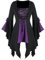 Generisch Damen Kostüm Kleid Halloween Cosplay Kleidung Kostüm Hexenkleid Mittelalterliches Renaissance Hexenkleid Vampir Verbandkleid für Cosplay Viktorianischen Kleider Maxikleid (Purple, XXXL)
