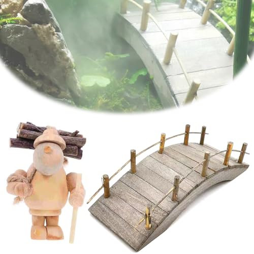 songyea Miniatur Wichtel Zubehör, Wichtel Zubehör Weihnachten, 1/12 Miniatur Zubehör für Weihnachtsdekoration, DIY Gartenszene (Kleine Brücke+Holzfäller)