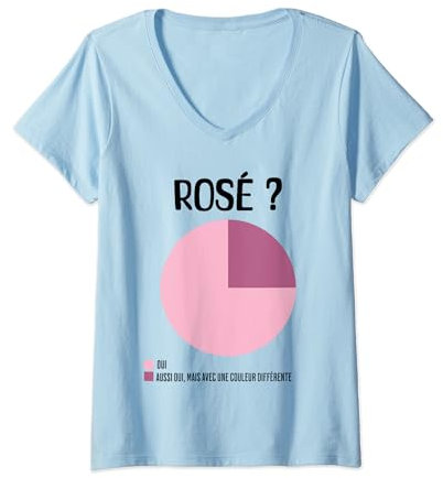 Femme Femme Humour Alcool Rosé Drole Humour Alcool Vin Rosé Apero T-Shirt avec Col en V