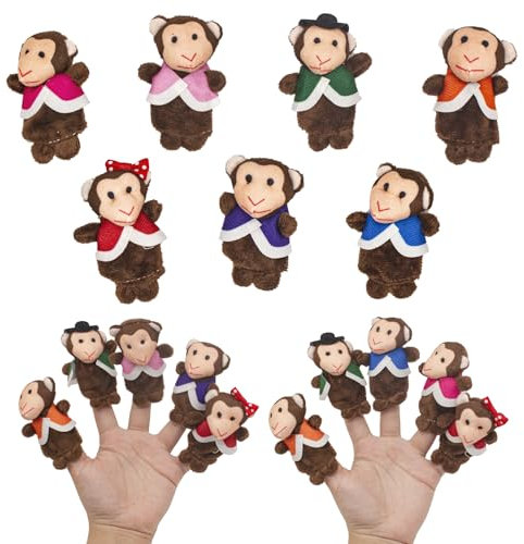 Wondora 7 Stück Fingerpuppen, Fingerpuppen für Kinder, Finger Plüschtier Kinder, Kleine Tier Fingerpuppe, Mini Kuscheltier, für Kindergeburtstagsgeschenke, Partygeschenke, Halloween(C)