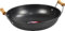 LAVV HOUSEWARES LTD Non Stick Carbon Steel Flat Bottom Stir Fry Wok with Wooden Handle (32cm, Short Handle)