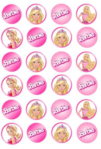 24 x Pre-Cut Pink Doll Edible Stand up Premium Wafer Card Cupcake Cake Toppers Birthday Party Pink Decorations