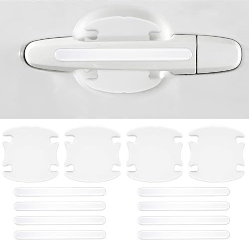12Pcs Car Door Handle Protector, Universal Car Door Handle Scratch Protector Film Plastic Traceless Car Door Bowl Protector Waterproof Car Paint Protection Film for Most Models (Transparent)