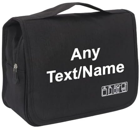 Personalised Any Text, Men Business Portable Storage Bag, Toiletries Organizer, Women Cosmetic Bag, Waterproof Hanging Travel Wash Pouch, Hanging Toiletry Bag with Carry Handle.