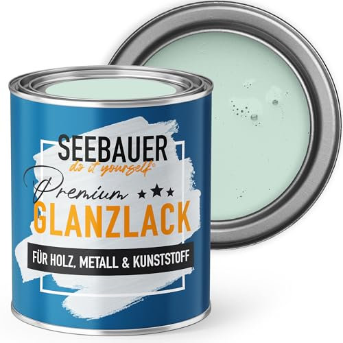 SEEBAUER diy Glanzlack Türkis 375ml für Innen & Außen (No. 777 Indian Sea) Möbelfarbe ohne Schleifen - Hybrid-Lack für Holz, Metall & Kunststoff - Holzlack, Möbellack hohe Deckkraft