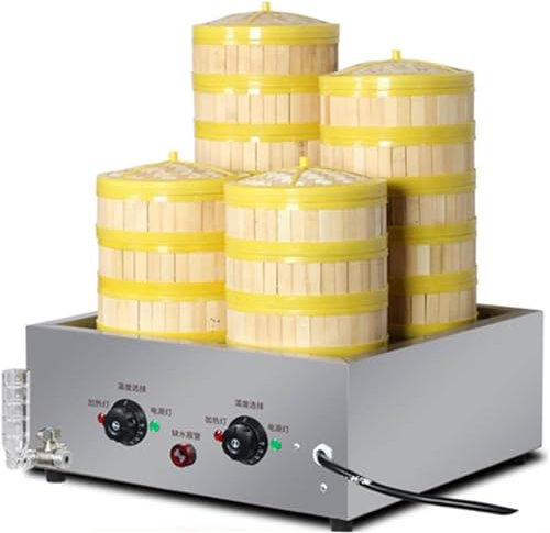 ASnwpaK Elektrischer Dampfgarer Mit 4/6 LöChern, Dampfgarer FüR GedäMpfte Teigtaschen, Anti-Trockenbrennen, Temperatur 30–110 °C, Bietet Platz FüR 3–8 Lagen GedäMpfte Teigtaschen,4Holes