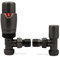 Brushed Gunmetal Angled Modern Thermostatic Radiator Towel Rail Valves Central Heating (Pair) 1/2 BSP