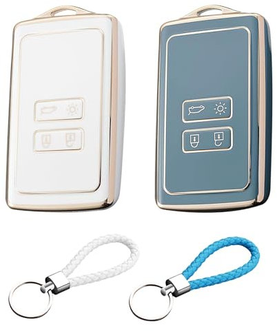 2Pcs Car Key for Renault Captur Key Card Case 4 Buttons Key Fobs Compatible with Renault Clio Espace 5 Megane Kadjar Captur Koleos and Dacia Duster Smart Key Card Case Shell Holder