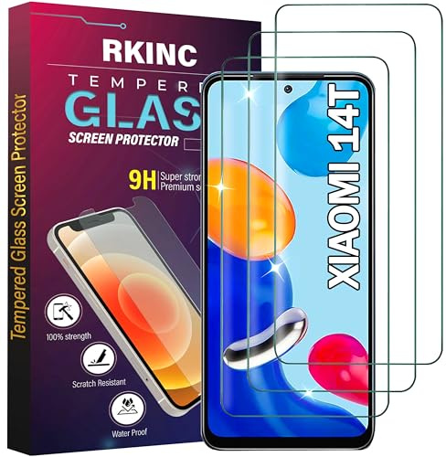 RKINC Protector pantalla [3 Piezas] para Xiaomi 14T, Cristal templado película de vidrio, 9H 0.33 mm[Anti-rasguño][Anti-rotura][Sin burbujas]