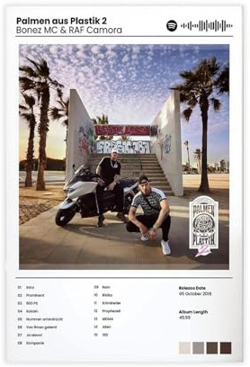 Album-Poster, Bonez MC & Raf Camora Palmen Aus Plastik 2, Leinwandposter, Wandkunst, Dekordruck, Bild Gemälde für Wohnzimmer, Schlafzimmer, Dekoration, 40 x 60 cm