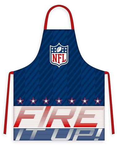 Herding Schürze NFL, Mit Tunnelzug, ca. 70 x 85 cm, Football-Design, Kochschürze für Damen und Herren, 100% Baumwolle