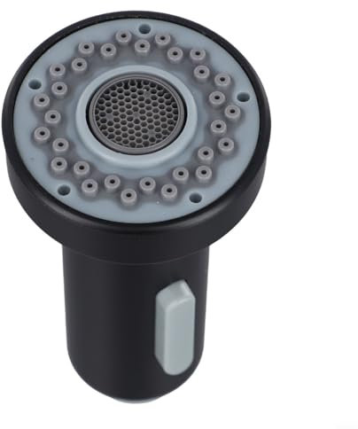 Yuanpgky Plastic Kitchen Faucet Spray Head Replacement Nozzle Pull-Out Sprayer with Rain and Foam Settings Swivel Water Tap 1/2 Standard Connection(Matte Black)