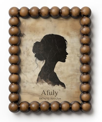 Afuly Vintage Bilderrahmen 13x18 Braun Perlen Fotorahmen Picture Frame | Tisch oder Wand, Hoch- oder Querformat, dekorativer Perlenrand; Geburtstags- oder Jubiläumsgeschenk für Mama, Oma und Familie