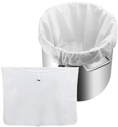 Brühbeutel, extra groß, wiederverwendbar, 250 Mikron, feines Netzgewebe, für Obst, Apfelwein, Weinpresse, Kordelzug, Sieb, Brauen, in einem Beutel, Weiß, 2 Stück