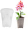 Griwuut 6 Pots de Fleurs Transparents (10/14/16 Cm) – Petits Pots en Plastique Rigide avec Trou de Drainage pour l'Intérieur et l'Extérieur