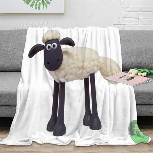 YINGD Shaun das Schaf-Muster, Flanell-Fleece-Überwurf, Decke, weich, warm, für Sofa, Herbst und Winter, flauschige Decke, Bettüberwurf, Kinderzimmer-Zubehör, I-372, 200 x 150 cm