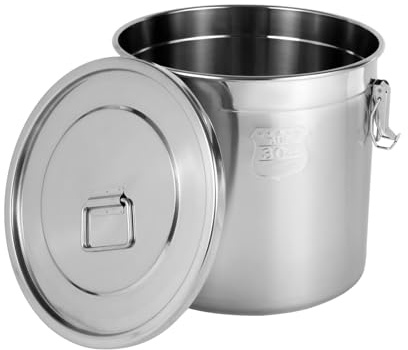 Récipient à céréales en acier inoxydable - 21 l - Bidon hermétique pour farine - Récipient hermétique - En métal - Pour cuisine, riz, huile - Seau de stockage avec couvercle (21 l)