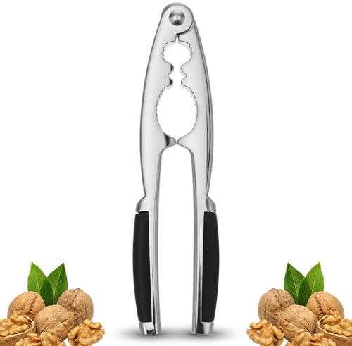 Ouligay Schiaccianoci di alta qualità per noci e nocciole, schiaccianoci in metallo con manico ergonomico, schiaccianocciole in alluminio per noci pecan, nocciole, nocciole con ciotola del Brasile