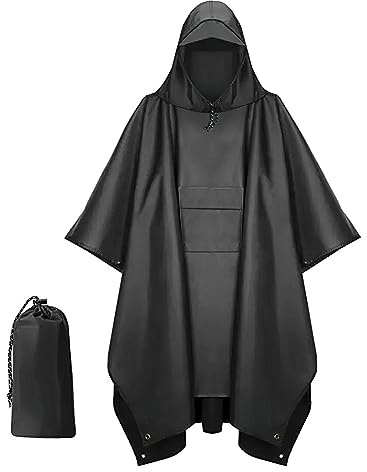 XRVRILE Poncho de pluie imperméable pour homme 210T Oxford - Manteau de pluie pour homme - Poncho de pluie 3 en 1 - Pour festival, vélo, randonnée - Avec capuche - Pour le camping, la pêche