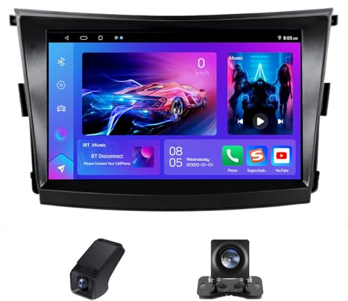 Android 14 2 DIN Carplay Android Auto Autoradio para SsangYong Tivoli 2015-2019 Pantalla Radio Coche 9 Pulgadas navegación con Bluetooth FM Radio WiFi/ADAS DVR 1080P+Cámara(X2)