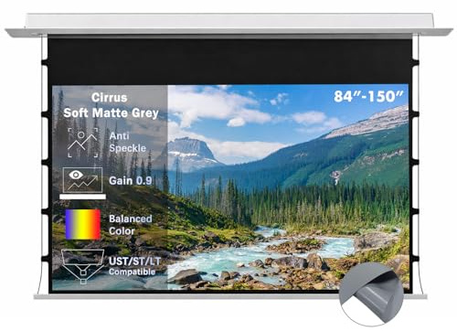 Cirrus Pantalla Proyector Techo Empotrada 150 Pulgadas Soft Matte Gray | Superficie Anti-Speckle | Ideal para Habitaciones Tenues | Eléctrica Retráctil