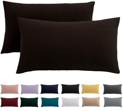 Beqnat Kissenbezug 40 x 80 2er Set, Kopfkissenbezug Braun | 100% Mikrofaser Kopfkissenbezug 40x80 mit Reißverschluss, Weich Kissenhülle Für Kissen, Bügelfrei & Knitterfrei, Waschbar