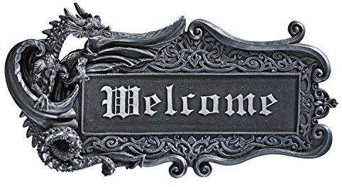 Design Toscano Drachen-Welcome-Schild