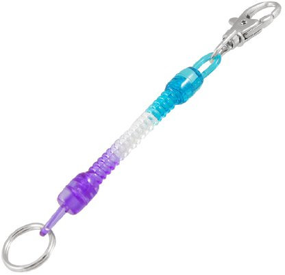 sourcing map Lobster Clasp Purple Sky Blue Spring Stretchy Coil Cord Strap Keychain Rope