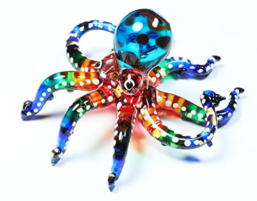 WitnyStore Wunderschöne, handgeblasene Oktopus-Figur aus Glas zur Dekoration