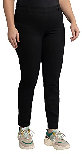 Ulla Popken Damen Jeggings Sienna, Gummibund, Gürtelschlaufen, Stretch Skinny Jeans, Schwarz, 47W / 30L EU
