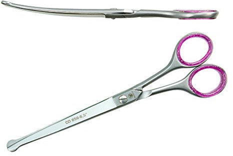 WELTMEISTER SOLINGEN scharfe, gebogene PROFI Pfotenschere Hundeschere Gesichtsschere mit abgerundeten Spitzen und einseitiger Mikroverzahnung, 6,5 Zoll (17cm) PREMIUM-QUALITÄT Made in Germany