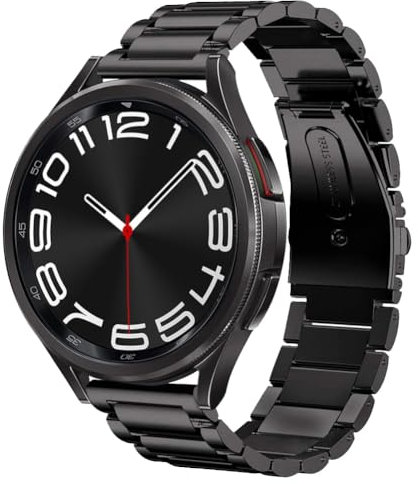 SUNDAREE Compatible avec Bracelet Samsung Galaxy Watch 6 5 4 40MM 44 MM/6 4 Classic 47MM 46MM 43MM 42MM LTE/5 Pro 45MM/Actvie 2,20MM Noir Homme Remplacement Acier Inoxydable Métal Montre Band