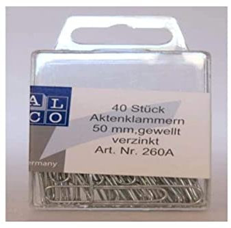 Büroklammern aus Stahl, 50mm, Schachtel mit 40