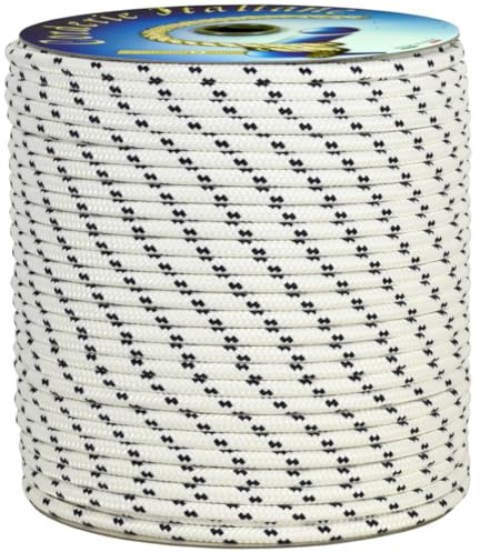 Corderie Italiane 001038887 Treccia mare multiuso giardino e fai da te, stabilizzato ai raggi U.V. resistente a intemperie e agenti atmosferici, 6 mm, 250 mt, colore bianco con spia blu
