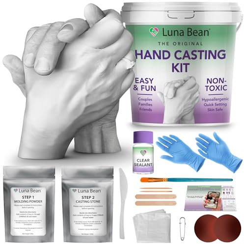 Luna Bean Handguss-Set, Andenken – groß, Gipsstatuen-Form-Set, haltende Hand, Handwerk für Paare, Erwachsene und Kinder, Hochzeit, Freunde, Jahrestag