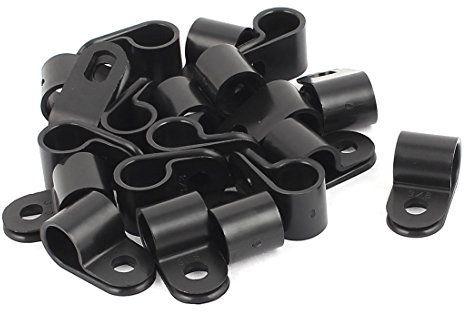 sourcing map 20Pcs Schwarz Plastik R Typ Kabel Clip Klemme für 9mm Dmr. Draht Schlauch de