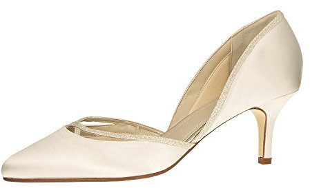 Rainbow Club Brautschuhe Teddie - Pumps Ivory Glitzer Satin - Damen - Gr 40.5 EU 7.5 UK, Ivory Creme