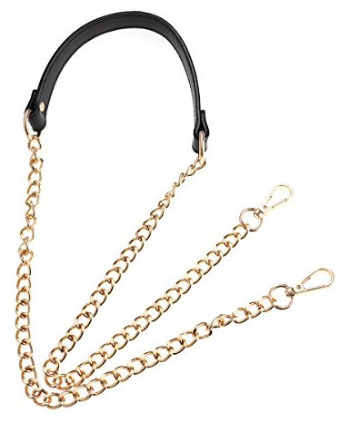 BESTOYARD Handtaschen Metall Ketten Handtasche Kette Schultertaschen Riemen Ersatz Zubehör mit Schnallen (Gold Schwarz)