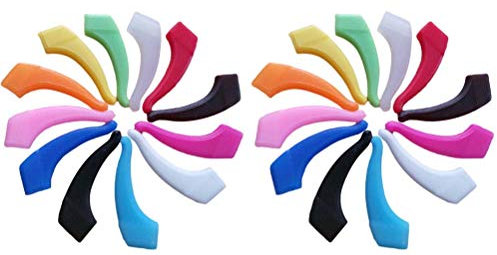 12 Paia Ganci Antiscivolo in Silicone - Gancio Occhiali Antiscivolo Elastico e Regolabile in Silicone per Bambini